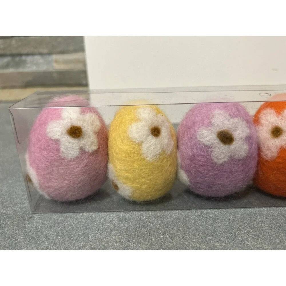 At Home Easter Felt Eggs Figurine Set Of 6 Multicolor Seasonal Decor